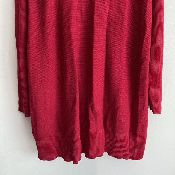 Eileen Fisher Sweater Womens 2X Organic Cotton Open Front Red Cardigan Staple - Picture 8 of 10